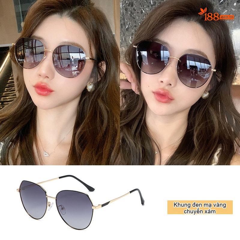 Kính Mát Nữ Phân Cực Gọng Lớn Chống Tia UV Phong Cách Thời Trang Màu Đen, Vàng