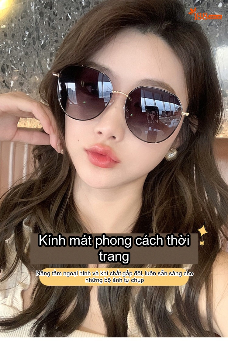 Kính Mát Nữ Phân Cực Gọng Lớn Chống Tia UV Phong Cách Thời Trang Màu Đen, Vàng chi tiết 1