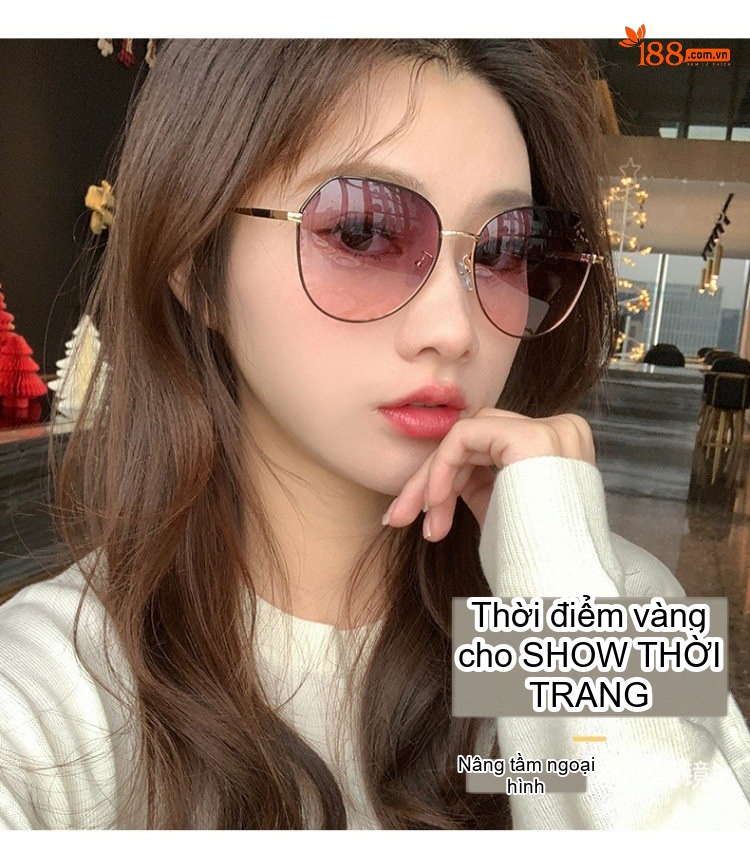 Kính Mát Nữ Phân Cực Gọng Lớn Chống Tia UV Phong Cách Thời Trang Màu Đen, Vàng chi tiết 10