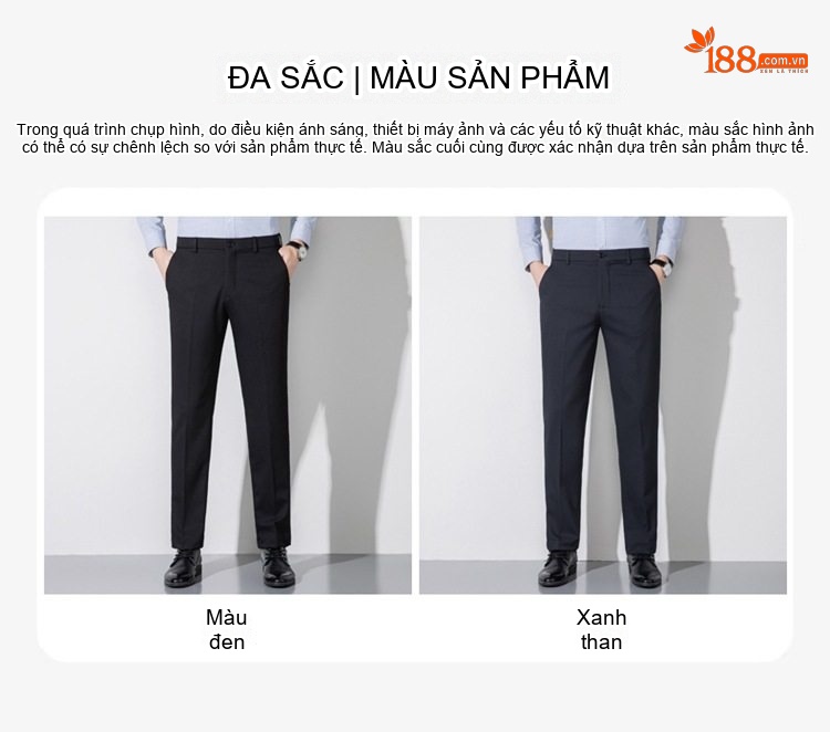 Quần Âu Nam Dáng Ôm Vừa Vặn Lót Lông Giữ Ấm Màu Đen, Xanh Navy chi tiết 13