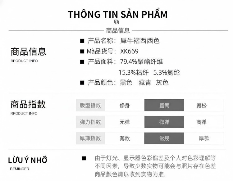 Quần Âu Nam Dáng Suông Co Giãn Chống Nhăn Không Cần Ủi Màu Đen, Xanh Navy, Xám chi tiết 10