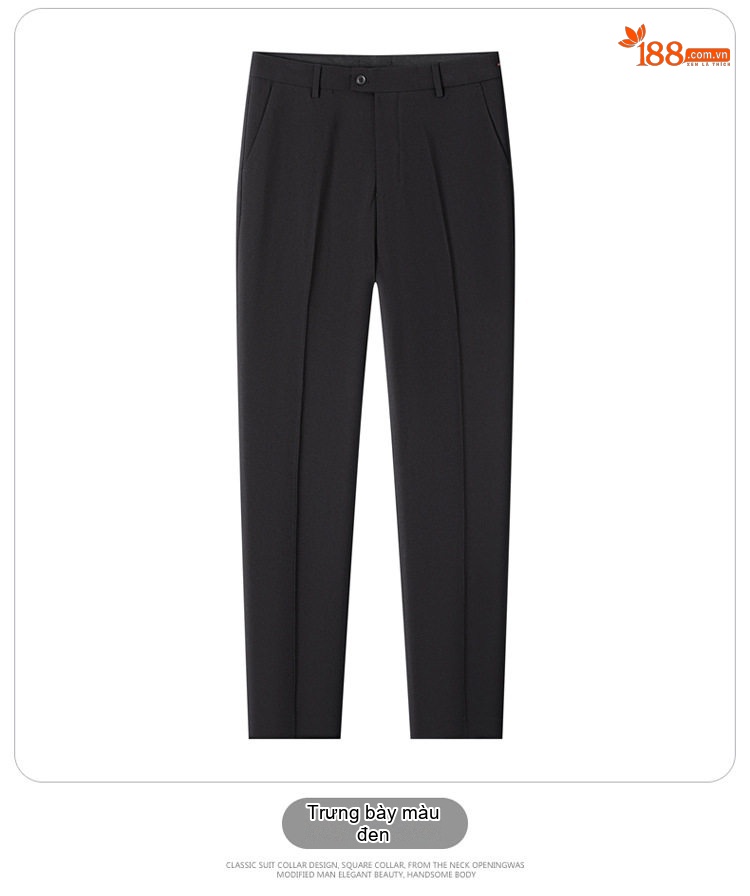 Quần Âu Nam Dáng Suông Co Giãn Chống Nhăn Không Cần Ủi Màu Đen, Xanh Navy, Xám chi tiết 28