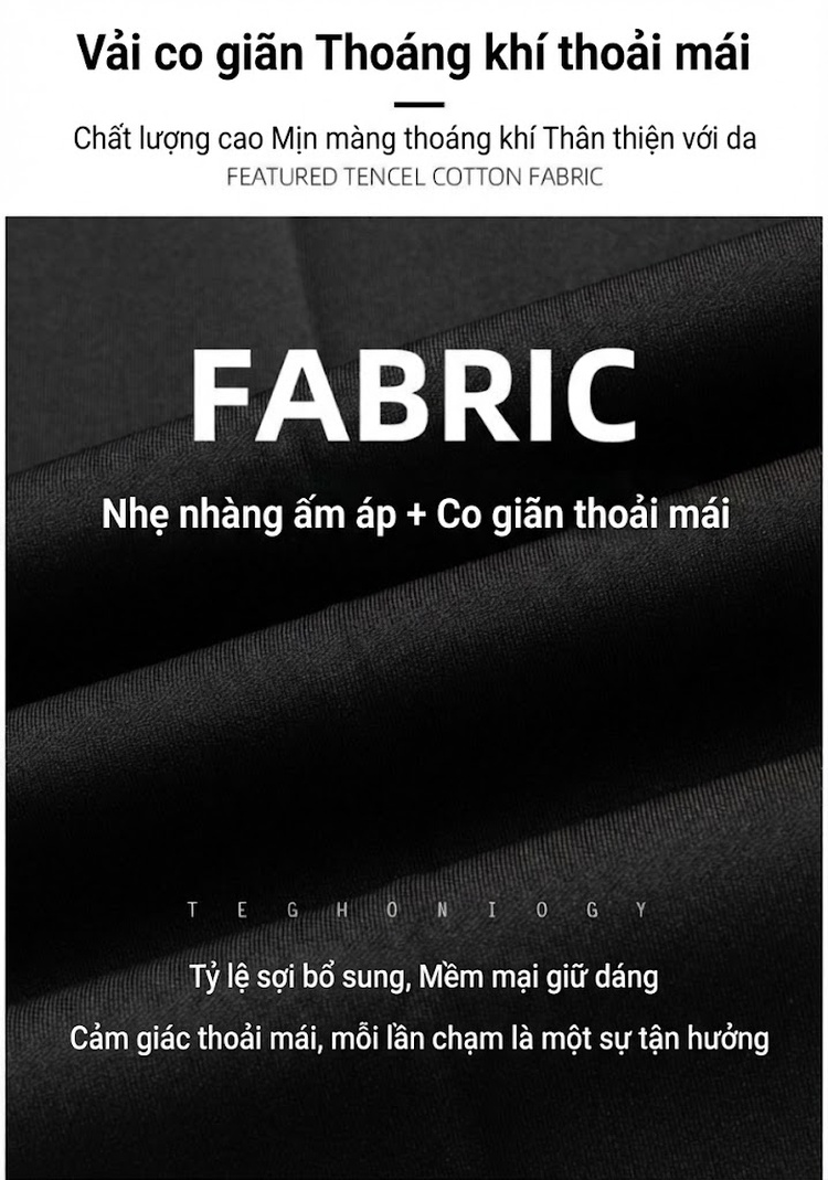 Quần Âu Nam Dáng Suông Co Giãn Thoải Mái Không Nhăn Màu Đen chi tiết 4