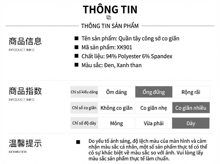 Quần Âu Nam Dáng Suông Co Giãn Thoải Mái Không Nhăn Màu Đen chi tiết 8