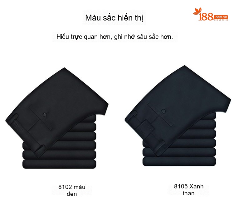 Quần Âu Nam Dáng Suông Dài Vải Dày Dặn Chống Nhăn Màu Đen chi tiết 7