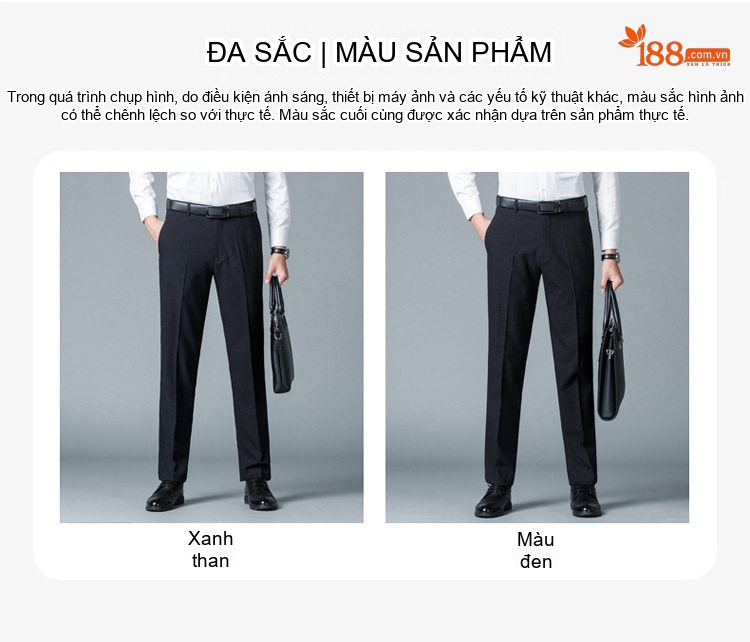 Quần Âu Nam Dáng Suông Kẻ Caro Co Giãn Chống Nhăn Màu Xám Đậm chi tiết 9