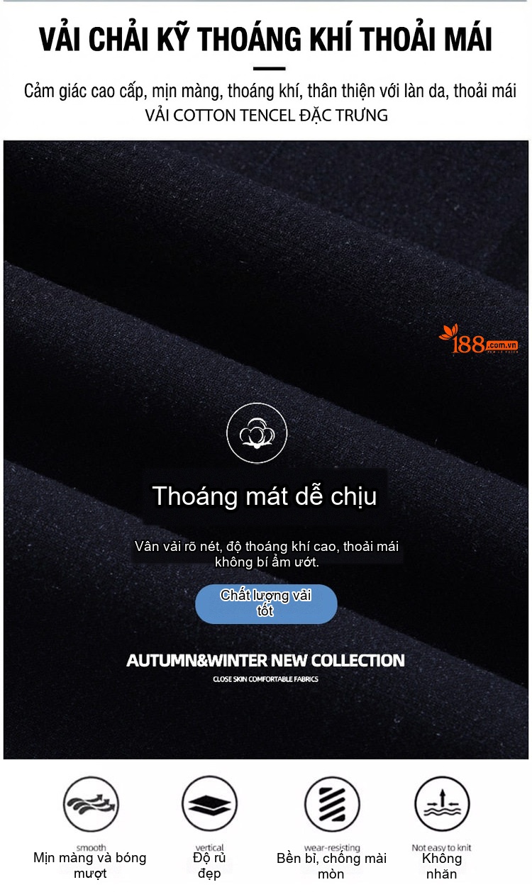Quần Âu Nam Dáng Suông Kẻ Caro Co Giãn Chống Nhăn Màu Xám Đậm chi tiết 3