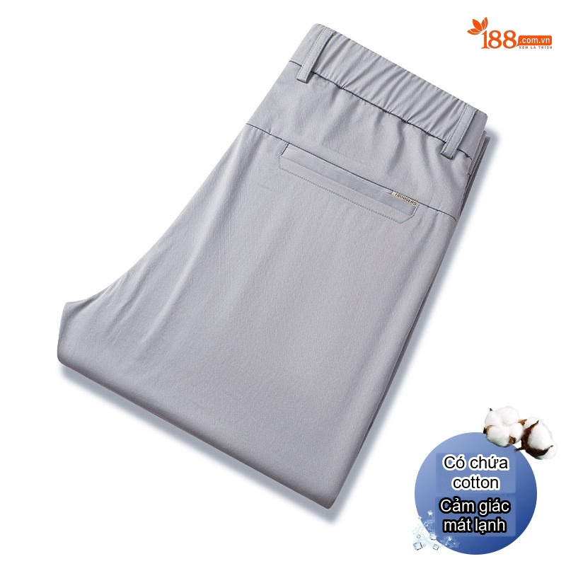 Quần Âu Nam Dáng Suông Lửng Co Giãn Nhẹ Lưng Thun Mùa Hè Màu Đen, Xám