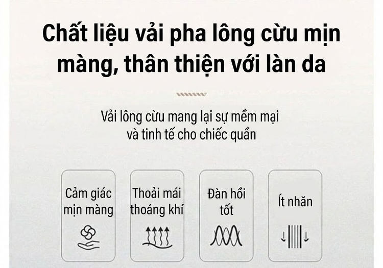 Quần Âu Nam Ống Đứng Lót Lông Cừu Dáng Công Sở Không Nhăn Màu Đen, Xanh Navy chi tiết 3