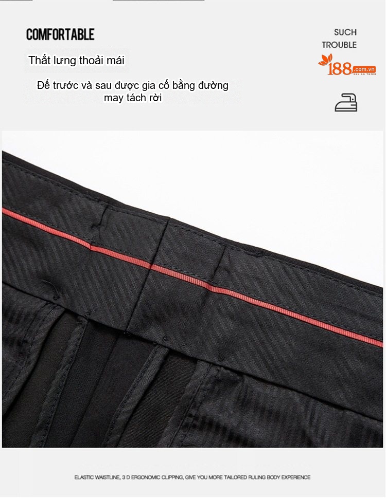 Quần Âu Nam Ống Đứng Lót Lông Cừu Dáng Công Sở Không Nhăn Màu Đen, Xanh Navy chi tiết 9