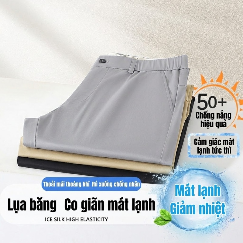 Quần Âu Nam Ống Đứng Mỏng Mát Co Giãn Chống Nhăn Màu Đen, Xám, Be