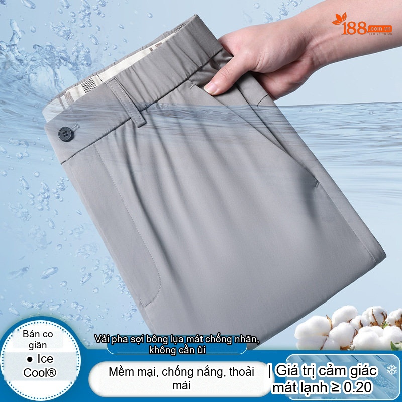 Quần Âu Nam Ống Đứng Mỏng Mát Co Giãn Chống Nhăn Màu Đen, Xám, Be