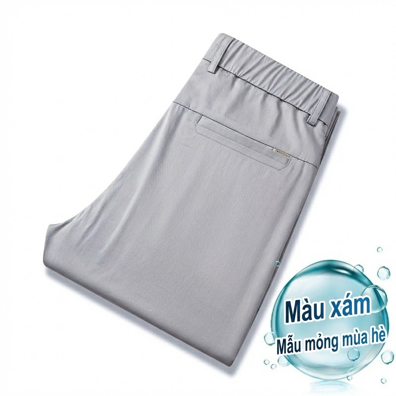 Quần Âu Nam Ống Đứng Mỏng Mát Co Giãn Chống Nhăn Màu Đen, Xám, Be