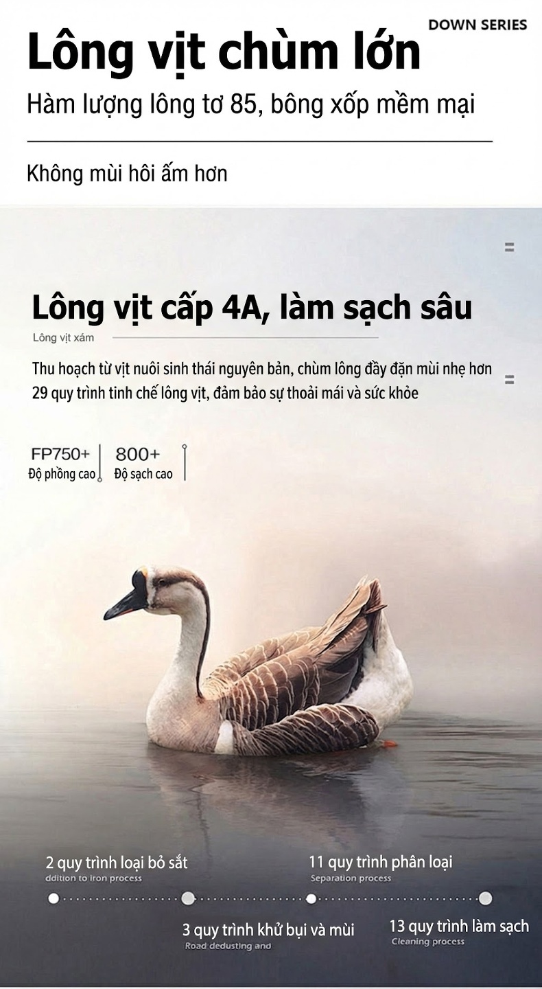 Quần Dài Nam 85% Lông Vịt Trắng Ống Đứng Dáng Công Sở Giữ Ấm Màu Đen chi tiết 2