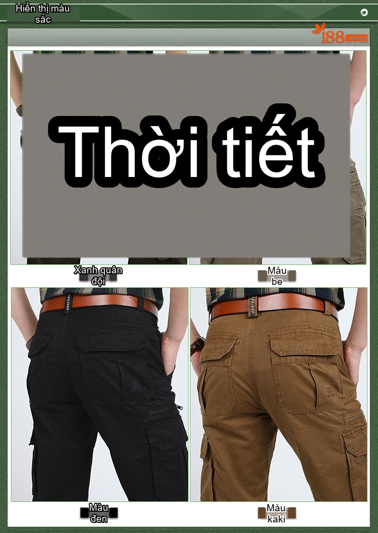 Quần dài nam cotton dáng thẳng rộng túi hộp phong cách thể thao chi tiết 5