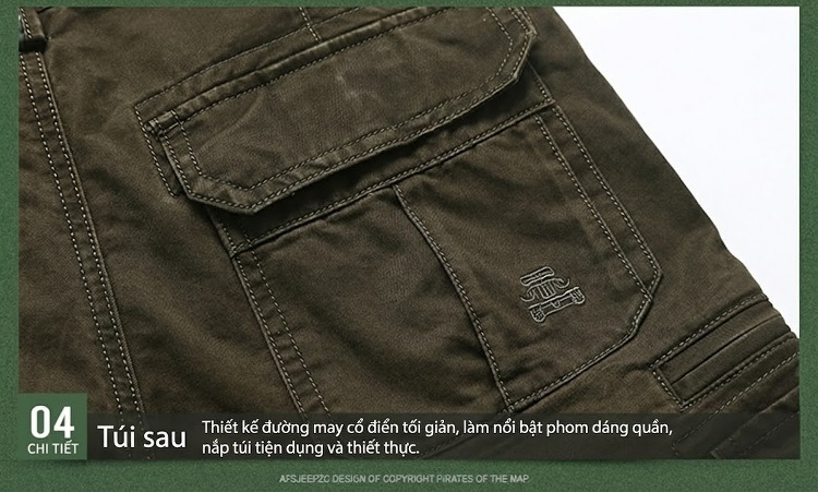 Quần dài nam cotton dáng thẳng rộng túi hộp phong cách thể thao chi tiết 14