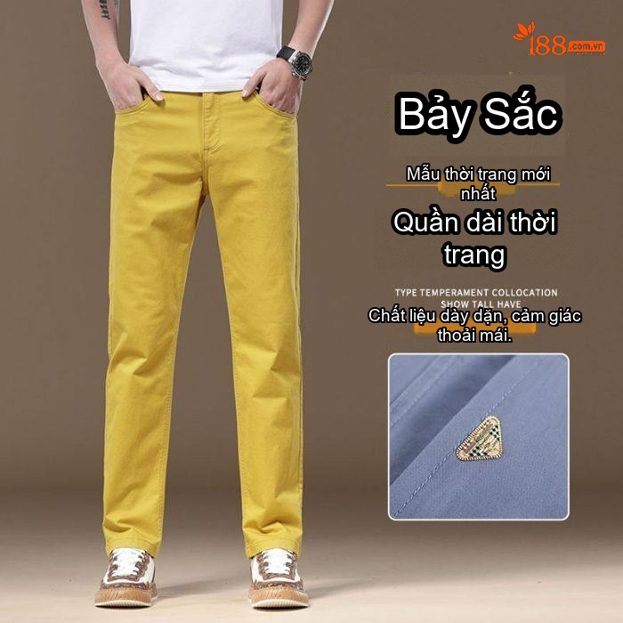 Quần Dài Nam Cotton Co Giãn 7 Màu Ống Đứng Thoải Mái