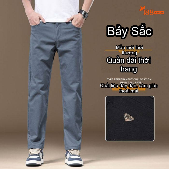 Quần Dài Nam Cotton Co Giãn Dáng Ôm Vừa Màu Đen, Trắng, Xám, Vàng...