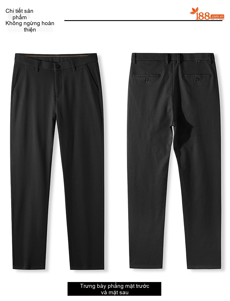Quần Dài Nam Cotton Dài Sợi Tân Cương Co Giãn Dáng Ôm Vừa Màu Đen, Xám, Xanh Navy, Vàng Be chi tiết 22