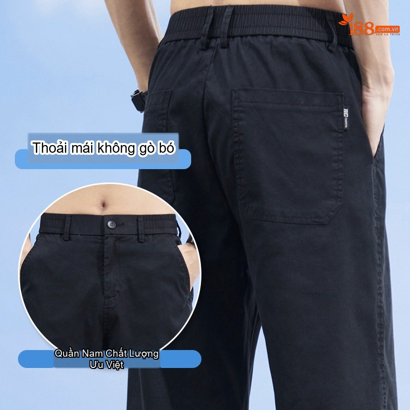 Quần Dài Nam Lưng Thun Ống Rộng Lụa Tencel Thoáng Mát Màu Đen, Xám, Xanh Lam