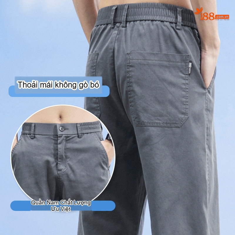 Quần Dài Nam Lưng Thun Ống Rộng Lụa Tencel Thoáng Mát Màu Đen, Xám, Xanh Lam