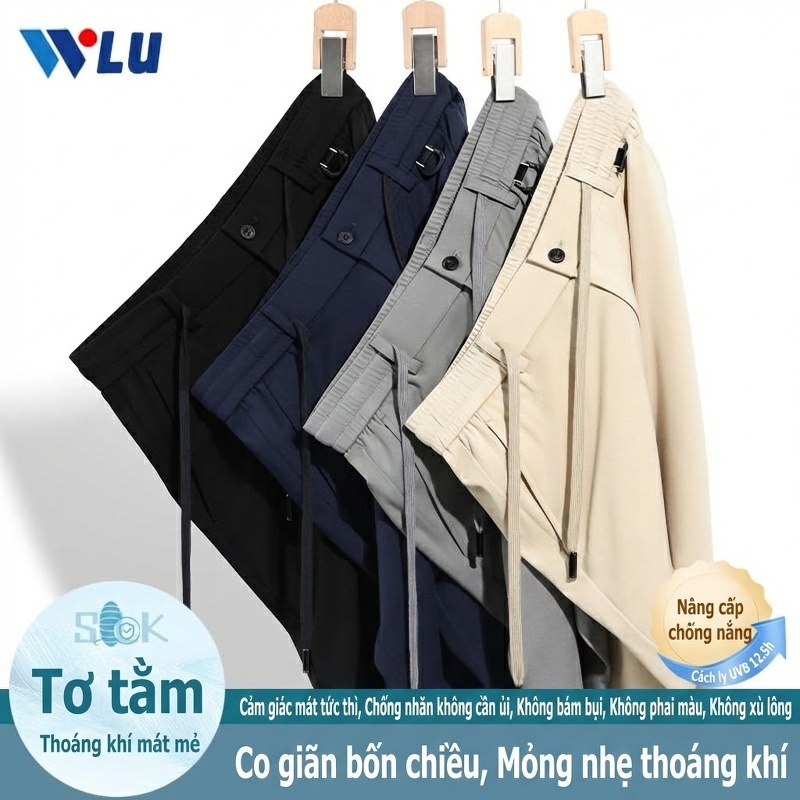 Quần Dài Nam Mẫu Mới 2025 Ống Đứng Vải Co Giãn Thoáng Mát Chống Nhăn Màu Đen, Xanh Navy, Kem, Xám