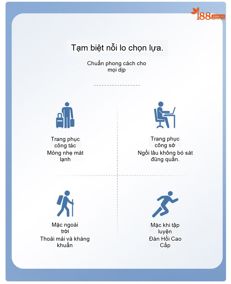 Quần Dài Nam Mùa Hè Mỏng Mát Cao Cấp Chống Nhăn Dáng Ôm Vừa Vặn Màu Đen, Xanh Navy, Kem, Xám... chi tiết 5