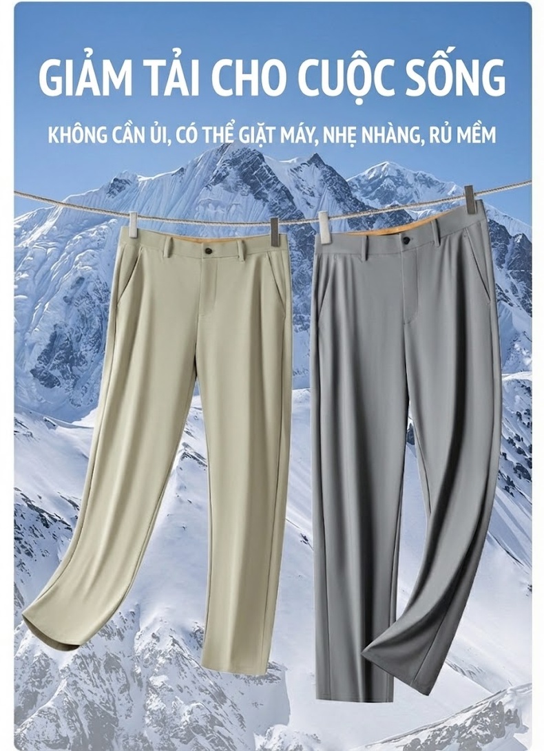 Quần Dài Nam Mùa Hè Mỏng Mát Cao Cấp Chống Nhăn Dáng Ôm Vừa Vặn Màu Đen, Xanh Navy, Kem, Xám... chi tiết 6