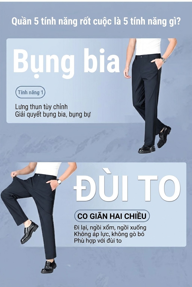Quần Dài Nam Mùa Hè Mỏng Mát Cao Cấp Chống Nhăn Dáng Ôm Vừa Vặn Màu Đen, Xanh Navy, Kem, Xám... chi tiết 10