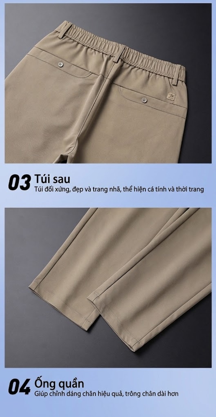 Quần Dài Nam Ống Đứng Dáng Suông Cotton Co Giãn Thoải Mái Màu Be, Xám, Đen chi tiết 21