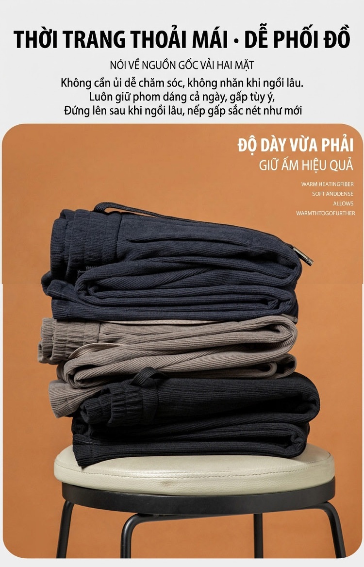 Quần Dài Nam Ống Đứng Dây Rút Lót Lông Giữ Nhiệt Chống Thấm Nước Màu Đen, Xám chi tiết 9