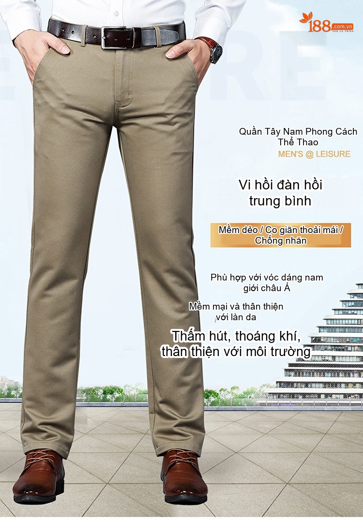 Quần Dài Nam Ống Đứng Kiểu Hàn Quốc Kháng Khuẩn Không Nhăn Màu Đen, Nâu, Be, Xám... chi tiết 2