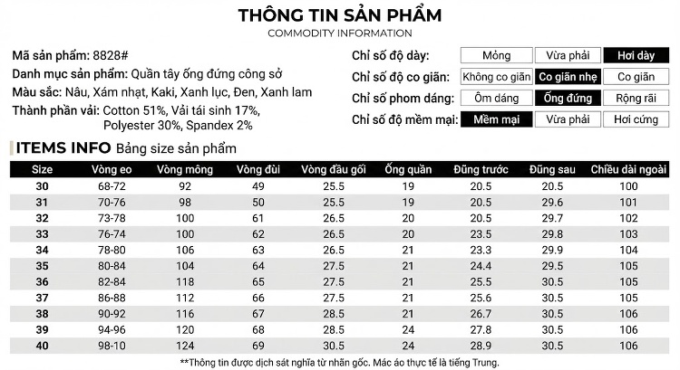 Quần Dài Nam Ống Đứng Kiểu Hàn Quốc Kháng Khuẩn Không Nhăn Màu Đen, Nâu, Be, Xám... chi tiết 7
