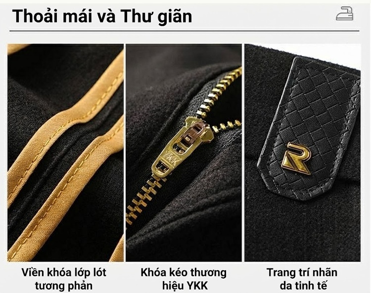 Quần Dài Nam Ống Đứng Lông Cừu Co Giãn Tốt Màu Đen, Xám chi tiết 7