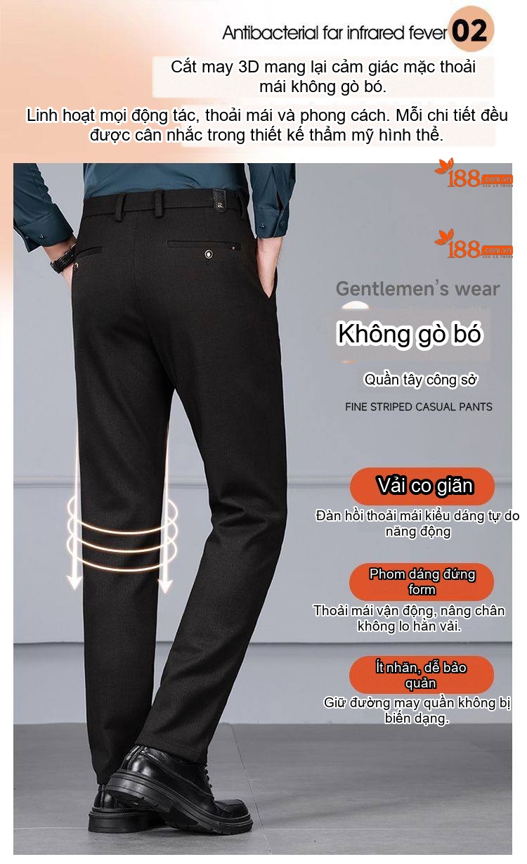 Quần Dài Nam Ống Đứng Lông Cừu Co Giãn Tốt Màu Đen, Xám chi tiết 10