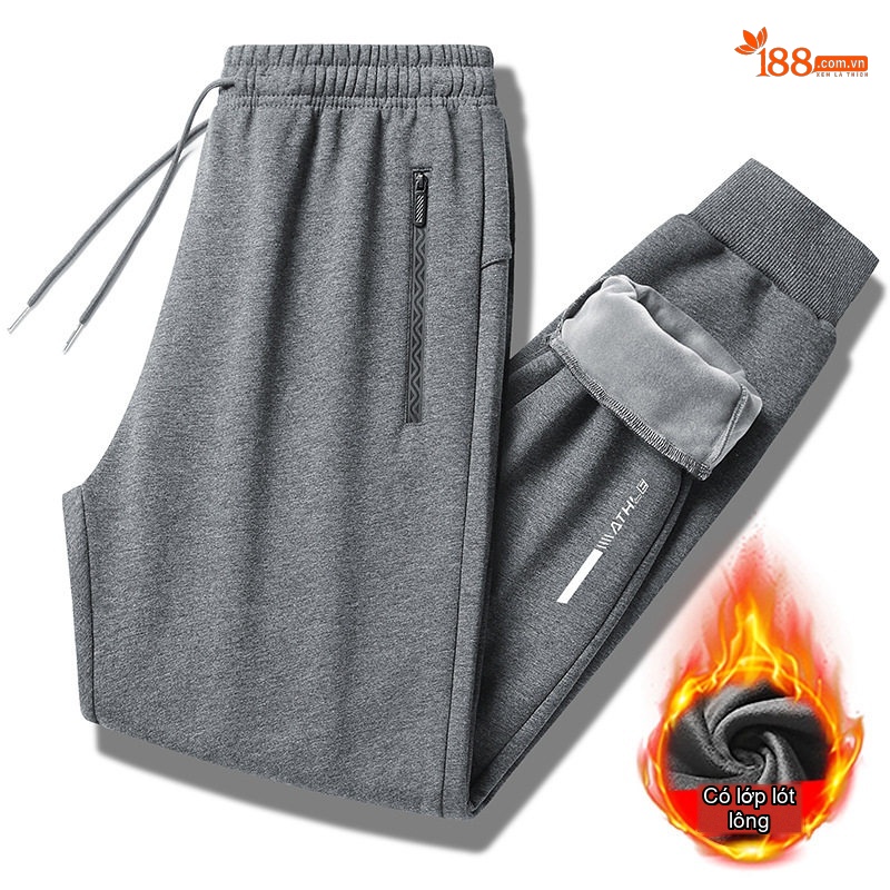 Quần jogger lông cừu màu xám