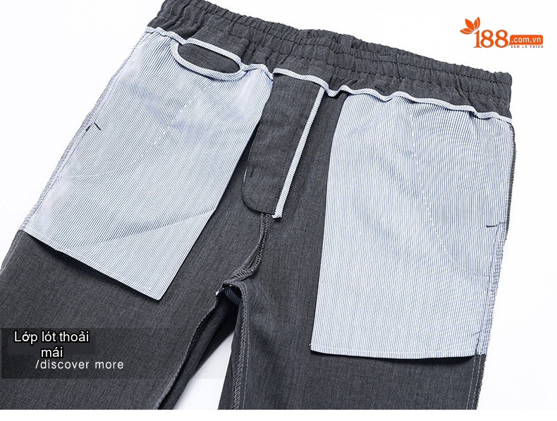 Quần Dài Nam Ống Suông Mỏng Mùa Hè Lưng Thun Cao Cấp Màu Xám chi tiết 31