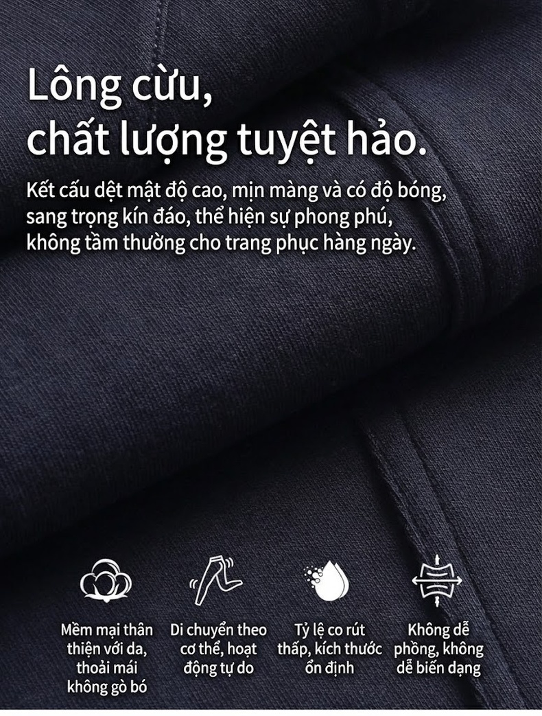 Quần Dài Ống Rộng Nữ Lông Cừu Thu Đông Dáng Suông Màu Trắng Kem, Xanh Navy, Xám, Nâu chi tiết 13