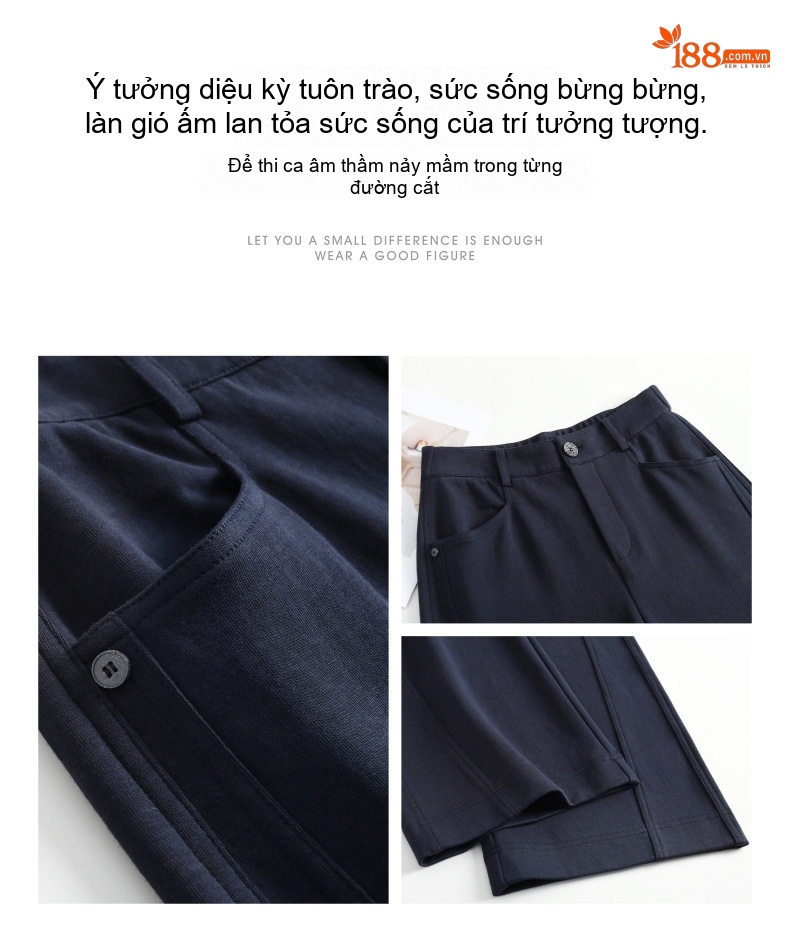 Quần Dài Ống Rộng Nữ Lông Cừu Thu Đông Dáng Suông Màu Trắng Kem, Xanh Navy, Xám, Nâu chi tiết 3