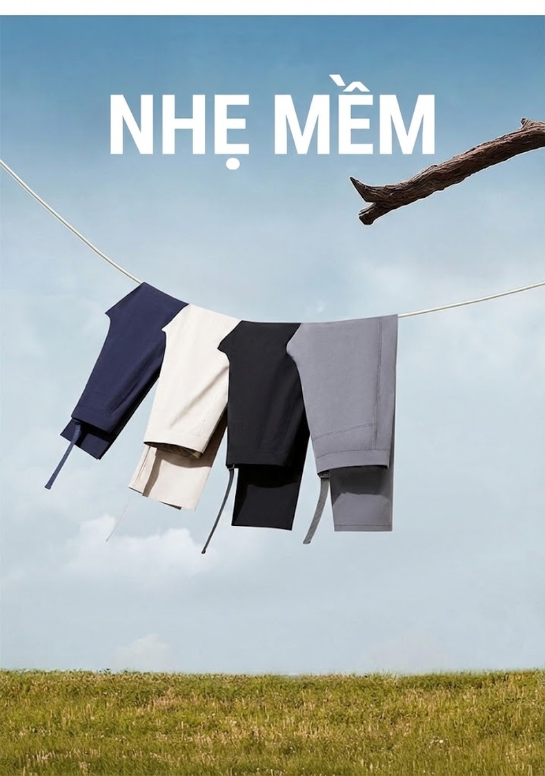 Quần Dài Thể Thao Leo Núi Nam Nữ Vải Softshell Co Giãn Chống Gió Chống Thấm Thoáng Khí Màu Đen, Kem, Xám, Xanh Navy... chi tiết 4