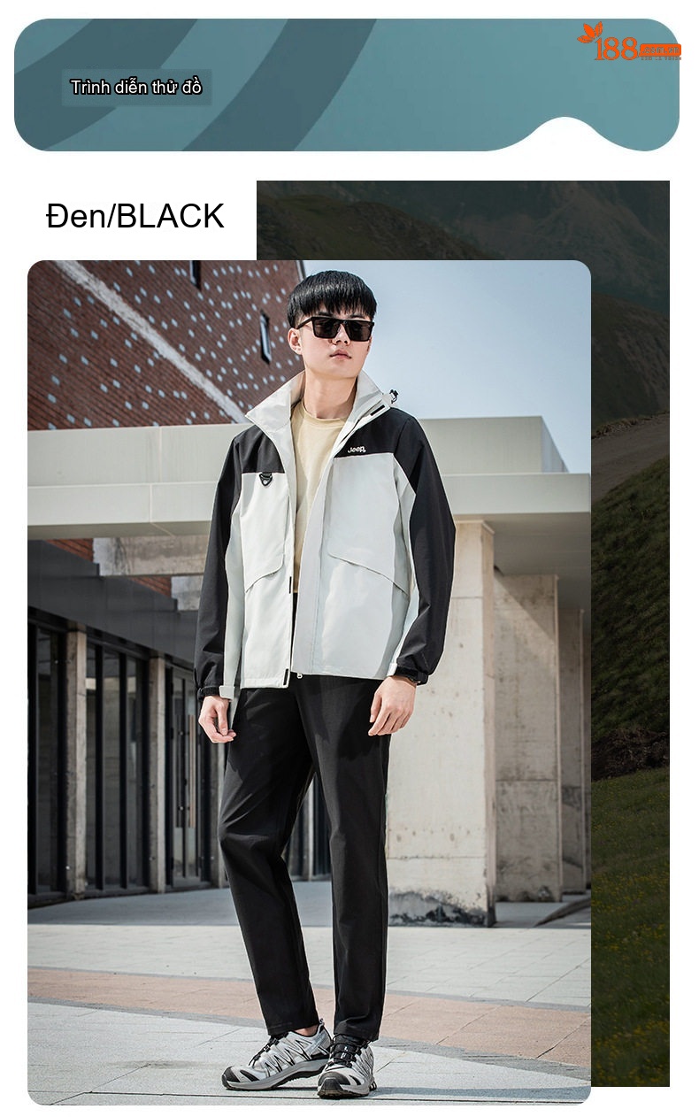 Quần Dài Thể Thao Leo Núi Nam Nữ Vải Softshell Co Giãn Chống Gió Chống Thấm Thoáng Khí Màu Đen, Kem, Xám, Xanh Navy... chi tiết 12