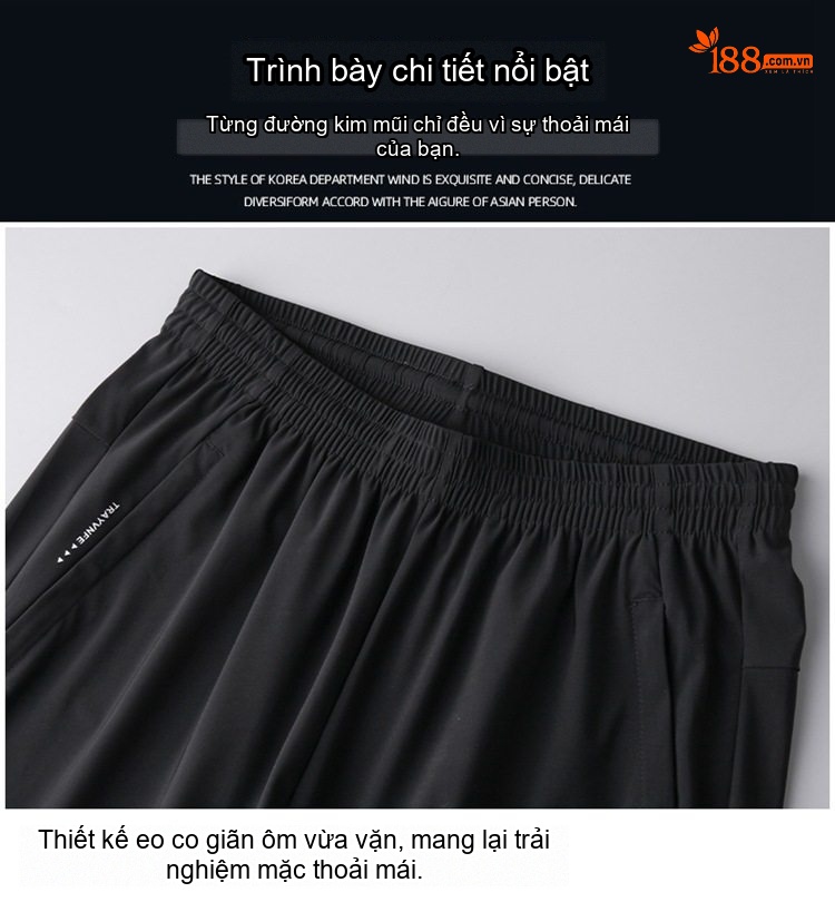Quần dài thể thao nam ống suông lưng thun co giãn thoáng khí nhanh khô chi tiết 6