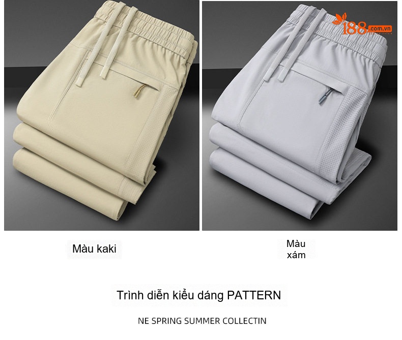 Quần dài thể thao nam ống suông rút dây thun co giãn chống nắng chi tiết 7