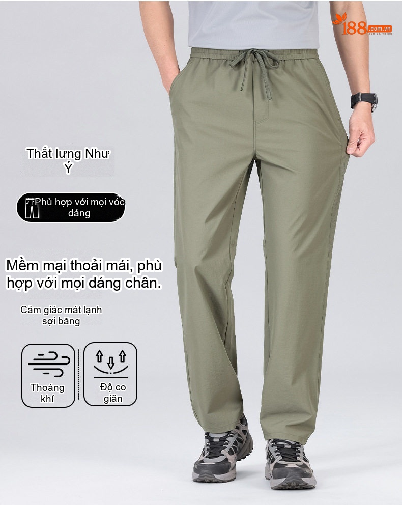 Quần dài thể thao nam ống suông rút dây thun co giãn chống nắng chi tiết 8