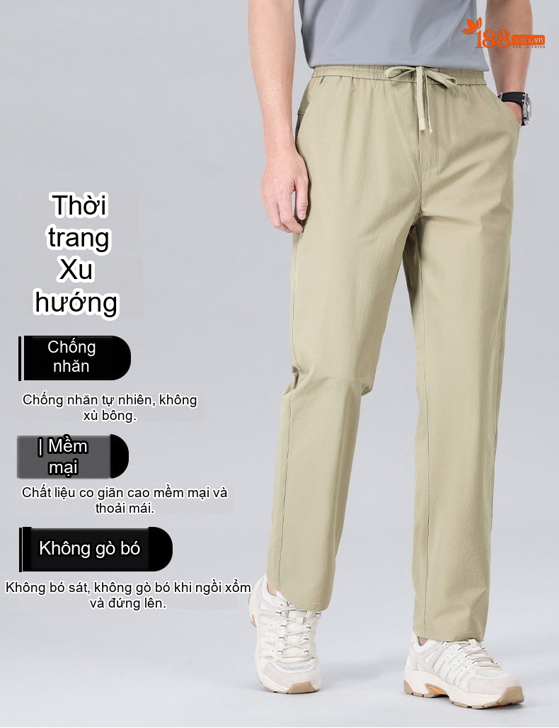 Quần dài thể thao nam ống suông rút dây thun co giãn chống nắng chi tiết 9