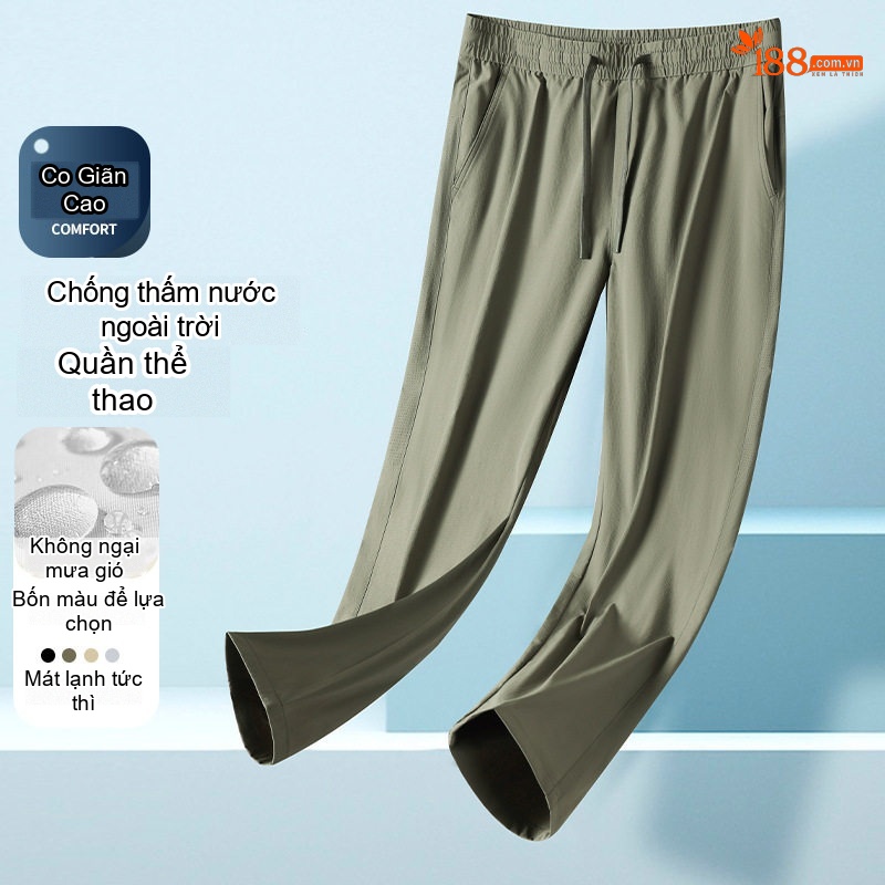 Quần dài thể thao nam ống suông rút dây thun co giãn chống nắng