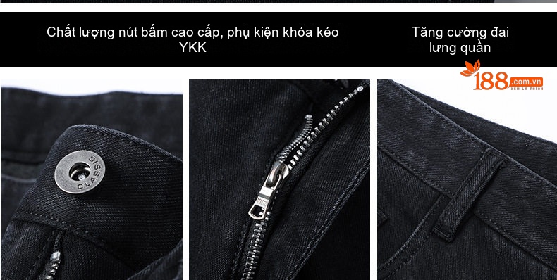 Quần Jean Dài Nam Cotton Lông Dài Dáng Suông Rộng Thoải Mái Chống Mài Mòn Màu Đen chi tiết 19