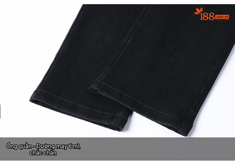 Quần Jean Dài Nam Cotton Lông Dài Dáng Suông Rộng Thoải Mái Chống Mài Mòn Màu Đen chi tiết 22