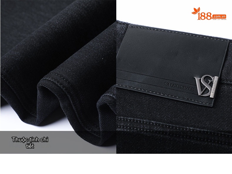 Quần Jean Dài Nam Cotton Lông Dài Dáng Suông Rộng Thoải Mái Chống Mài Mòn Màu Đen chi tiết 23