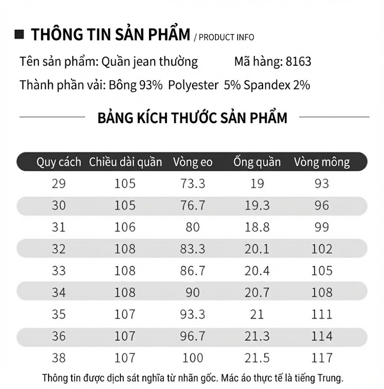 Quần Jean Nam Cotton Co Giãn Dáng Suông Thanh Lịch Màu Xanh Đen chi tiết 6